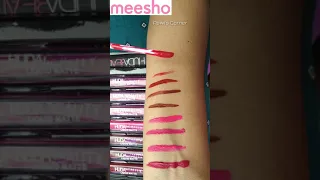 12 set Meesho lipstick below Rs300/lipstick+swatches #review #hudabeauty #shorts #lipstick #meesho