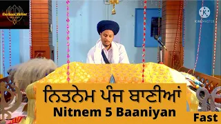 Nitnem 5 Baaniyan | ਨਿਤਨੇਮ ਪੰਜ ਬਾਣੀਆਂ । Fast #waheguru #gurbanivichar #gurbani #nitnem #shorts #wmk