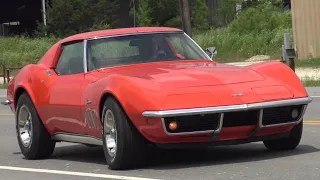 1969 Corvette 4-speed 350/350HP test drive & look Monaco Orange Texan 69 Vette C3 Stingray