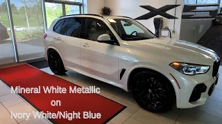 NEW ARRIVAL! 2022 BMW X5 xDrive40i Mineral White on Ivory White/Night Blue Merino Leather