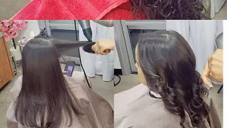 HOW TO DO DOMINICANBLOWOUT ON HAIR WITH KERATIN TREATMENT/HOW TO CURLS WITH STRAIGHTENING #hair #how