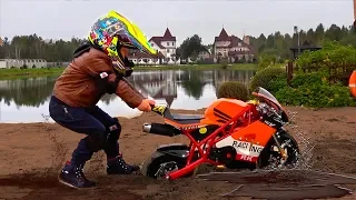 Senya on a Mini Bike Stuck in the Sand