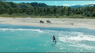 Real Horse Power! Foil Surfing Tow-in behind a Horse in Indonesia