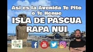 Asi es la avenida Te Pito O Te Henua en la Isla de Pascua, CHILE