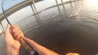 Early Morning Kayak Fishing A Bridge in Florida