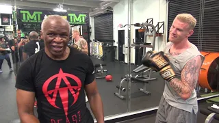 Soccer player James McClean training with Floyd Mayweather Sr. at the Mayweather Boxing Club