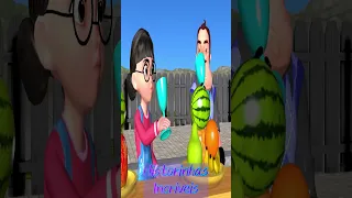 Scary Teacher 3D vs Squid Game Wood SeeSaw Unclog Candy Shapes vs Crocodile Teeth Challenge - Parte9