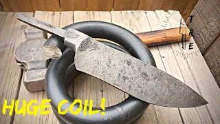 Hand Forging A Knife Out Of 1" Thick 5160 Coil | Shop Talk Tuesday Episode 181| Integral Bolster