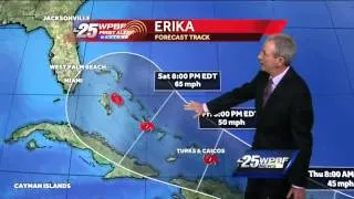 No significant changes to Tropical Storm Erika