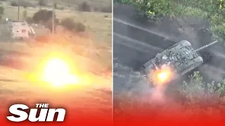 Russian soldier abandons tank after being shelled by Ukrainian soldiers