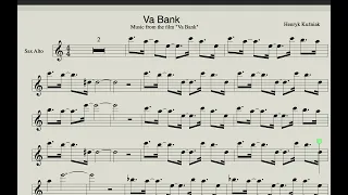 Music from the movie "Va-Bank" Sheet Music for Alto Saxophone (music Henryk Kuźniak)