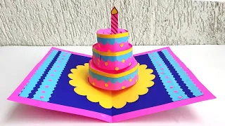 DIY - Beautiful handmade birthday greeting card / DIY Birthday pop up card / Birthday cake card idea