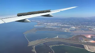 United Airlines Boeing 777-200 landing at San Francisco (SFO)