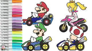 Nintendo Mario Kart Coloring Book Pages Mario Luigi Princess Peach and Toad