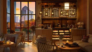Autumn Jazz Music and 4K Cozy Coffee Shop | Relaxing Jazz Music to Study, Work, Chill