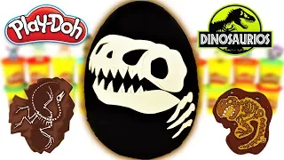 Huevo Sorpresa Gigante de Esqueleto de DINOSAURIO Jurassic Park Plastilina Play doh Español