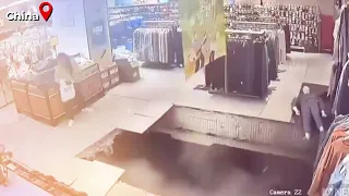 Woman gets swallowed by shop's floor as it collapses at China mall, video viral