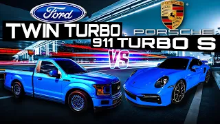 Midnight Twin Turbo Ford vs Porsche 911 Turbo S