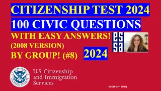 2024 Random 100 Civics Questions and Answers by Group: US Citizenship Interview | Slow Easy Answer 8