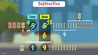 Subtraction with Borrowing for Kids in Hindi