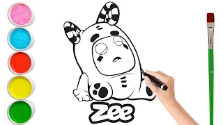 How to draw Oddbods Zee for Kids | Easy Oddbods Drawing, Satisfying Magical Rainbow Art