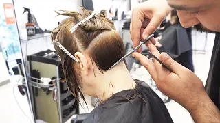 ANTI AGE HAIRCUT - SHORT BLONDE LAYERED BOB WITH SIDE BANGS