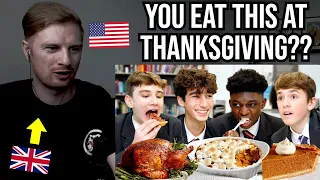 Reaction To British Highschoolers try Thanksgiving Dinner for the First Time!