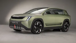 Skoda Vision 7S: over 600 km range, 89 kWh. Interior, design, technology, exterior, new concept car
