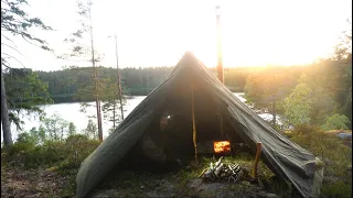 3 Days Bushcraft and Solo Hike - Canvas Lavvu Hot Tent - Catch and Cook