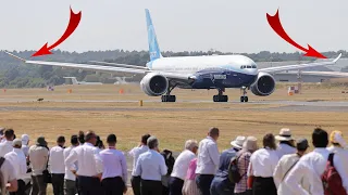 Boeing 777X folding her wingtips soon after short landing