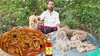 GOAT BOTI CURRY WITH Brandy Drinking Village STYLE || Boti Cooking AND Eating