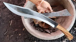 KNIFE MAKING - FORGING A HUNTING KNIFE FROM A RUSTY LEAF SPRING