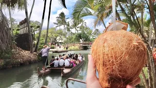 The Polynesian Cultural Center In Hawaii Is AMAZING - Canoe Ride & Island Tour / Drinking Coconuts