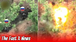 Ukrainian drone operators threw grenades at Russian troops and exploded.