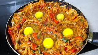 Cabbage with eggs, cooked in such a simple way, tastes better than meat! Simple and delicious recipe