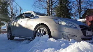 Peugeot 508 ч.16.1 в снегах на заниженной подвеске.