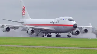+35 Minutes HEAVY WET LANDINGS |  A380, 5x B747F, A350 | Amsterdam Schiphol Airport Spotting