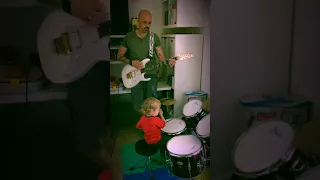 Alessandro 2 years old on drums jamming with his father