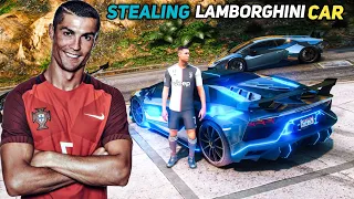 Gta 5 - Stealing Expensive Silver Lamborghini Car With Cristiano Ronaldo! +Real Life Cars #17)
