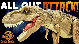 Mattel Jurassic World Chaos Theory All out Attack Tyrannosaurus rex Review!!! Epic Evolution!