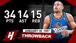 Grant Hill EPIC Triple-Double Highlights vs Lakers (1997.01.18) - 34 Pts, 14 Ast, 15 Reb, SHOWTIME!