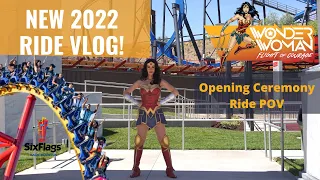 NEW Flags Magic Mountain Wonder Woman Ride(Press Vlog)