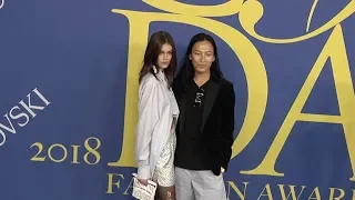 Kaia Gerber and Alexander Wang at the 2018 CFDA Fashion Awards red carpet in New York