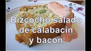 Bizcocho de  calabacín y bacon. Cake courgettes lardons