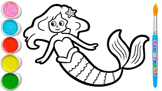 Mermaid Drawing, Painting and Coloring for Kids, Toddlers |