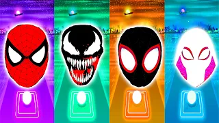 Spiderman Mask VS Venom Face VS Miles Morales Mask VS Gwen Stacy Mask | Tiles Hop EDM Rush