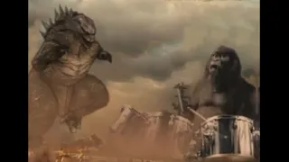 Godzilla vs kong but this time godzilla dancing & kong playing drums (happy ending)