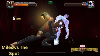 Marvel Contest of Champions Miles Morales vs Spot Gameplay