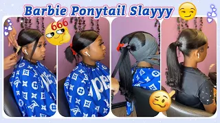 How To: Sleek Barbie Ponytail w/ Swoop💕 Genie Ponytail Weave Extend Tutorial Ft.#ulahair