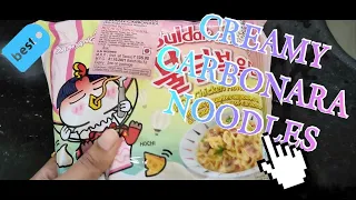 CREAMY CARBONARA NOODLES RECIPE 🤤#noodles #spicyfood #koreanfood #spicynoodles #carbonara #asmr#food